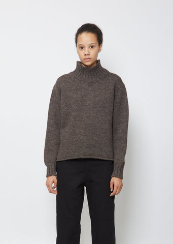 Wide Neck Sweater — Dark Natural