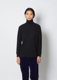 Slub Cotton Rib Turtleneck — Black