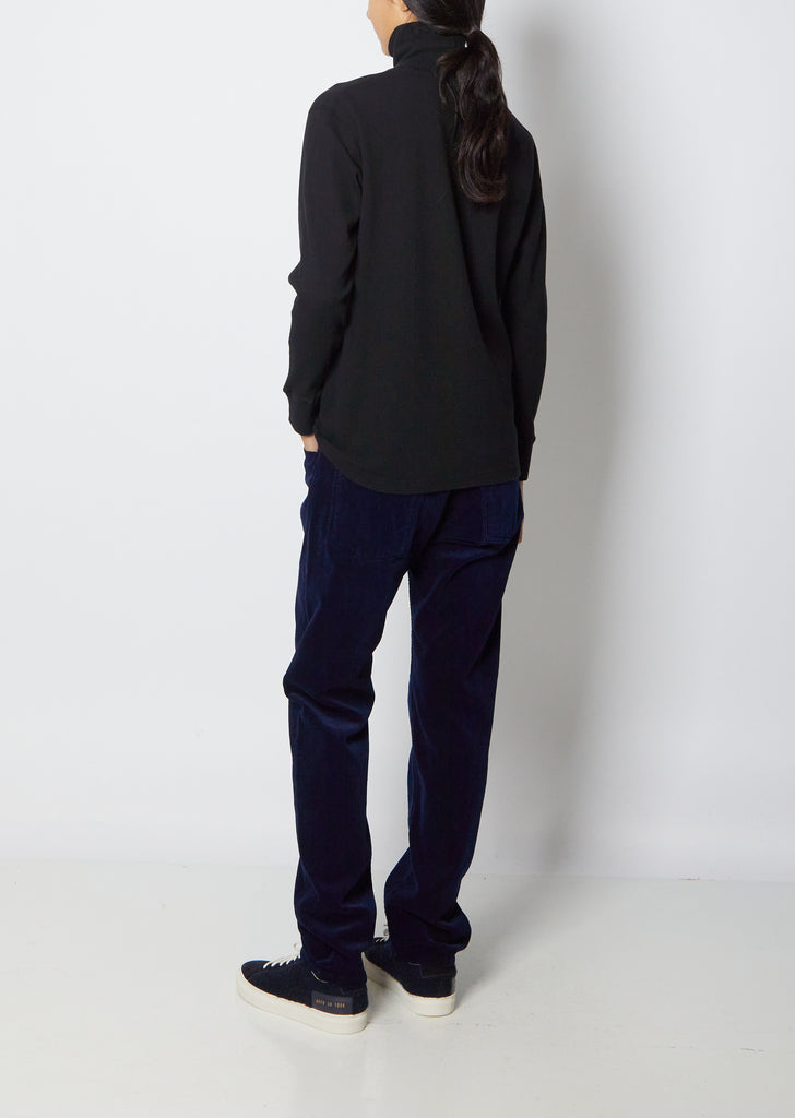 Slub Cotton Rib Turtleneck — Black