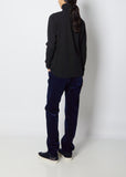 Slub Cotton Rib Turtleneck — Black