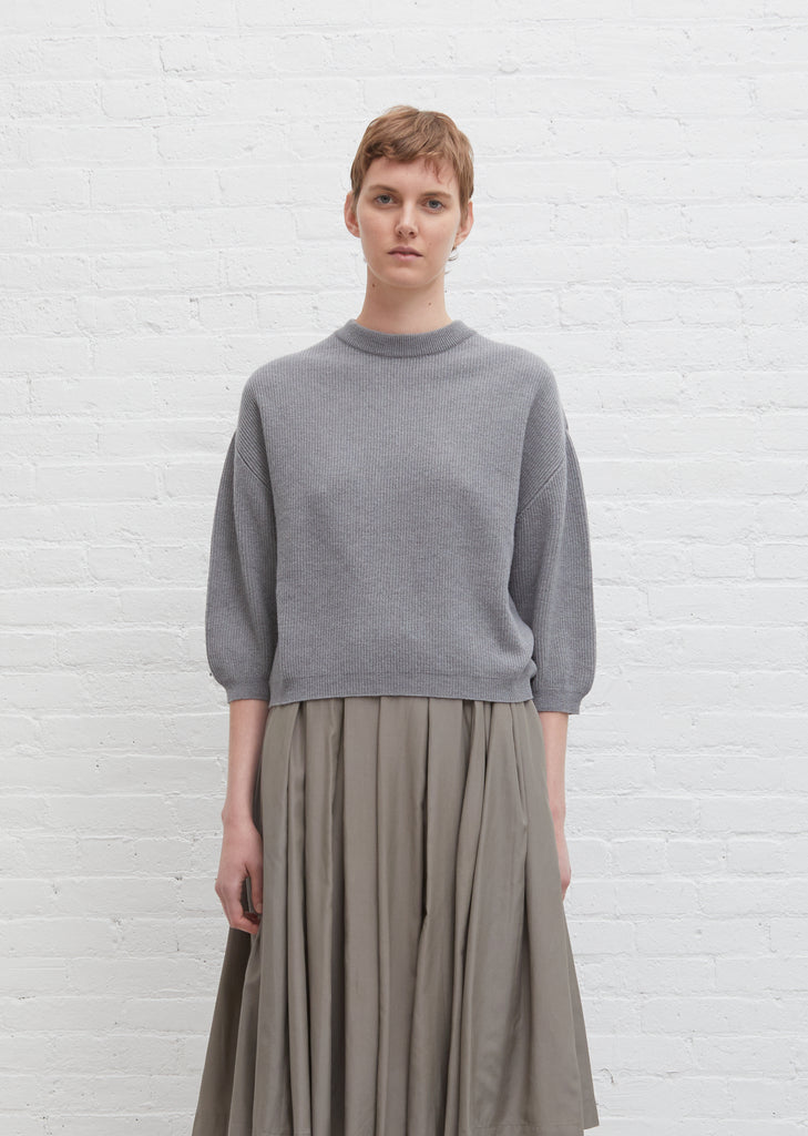 Wool & Cashmere Dropped Shoulder Crewneck — Cement