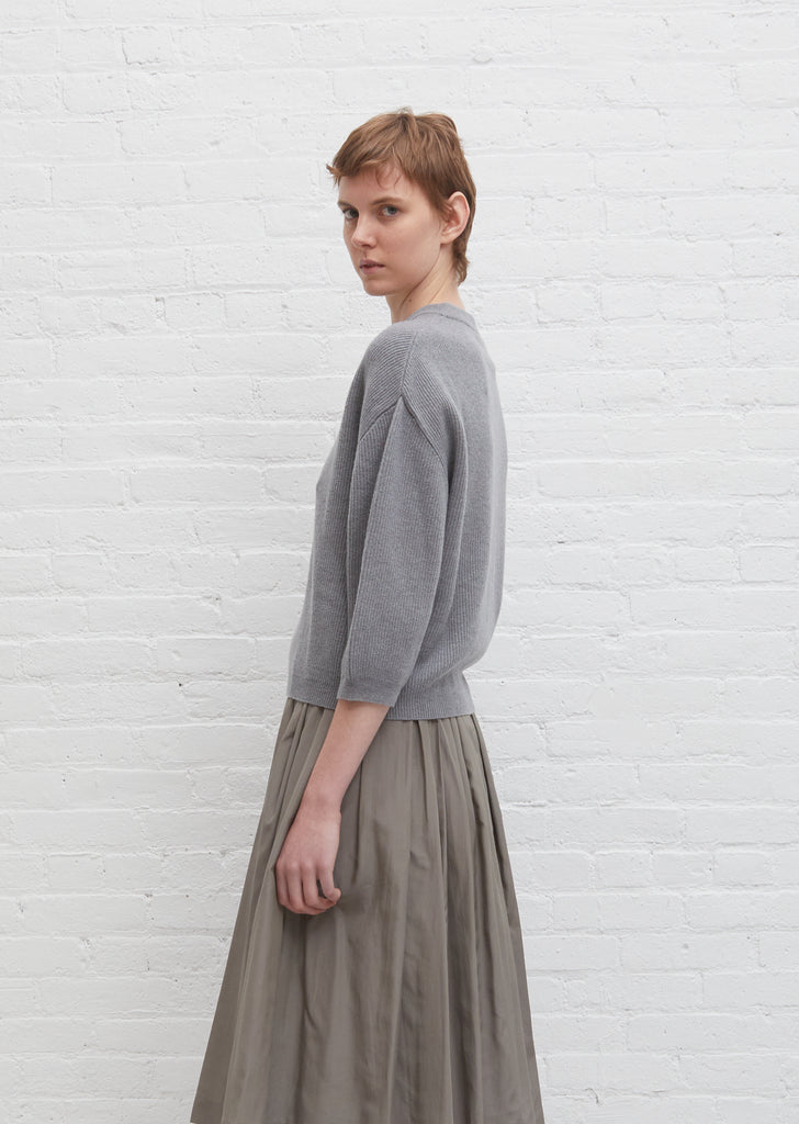 Wool & Cashmere Dropped Shoulder Crewneck — Cement