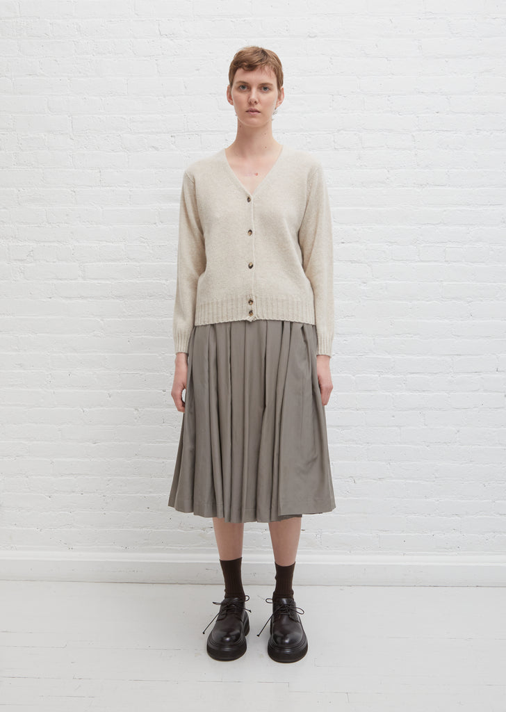 Cashmere Seamless V Neck Cardigan — Light Brown