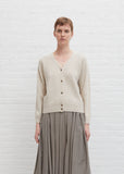 Cashmere Seamless V Neck Cardigan — Light Brown