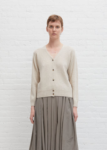 Cashmere Seamless V Neck Cardigan — Light Brown