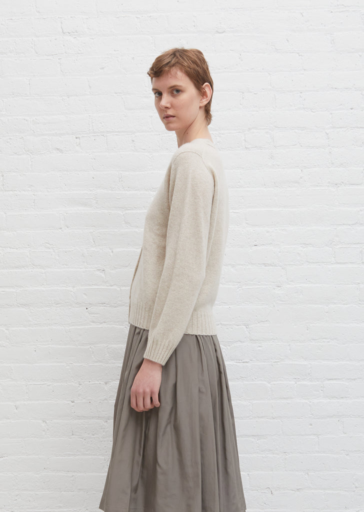 Cashmere Seamless V Neck Cardigan — Light Brown
