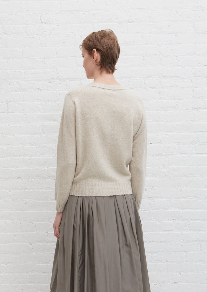 Cashmere Seamless V Neck Cardigan — Light Brown