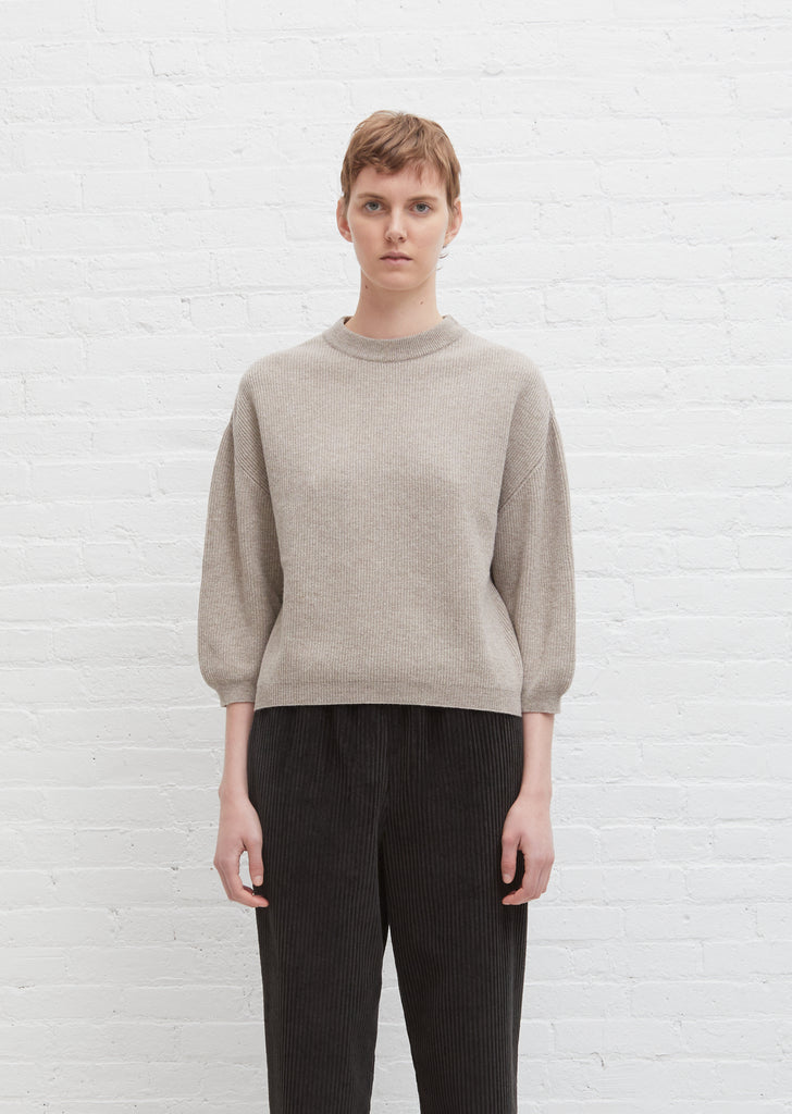 Wool & Cashmere Dropped Shoulder Crewneck — Oatmeal