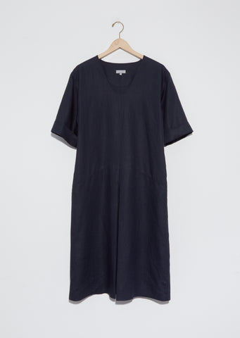Linen Panelled T-Shirt Dress — Dark Navy