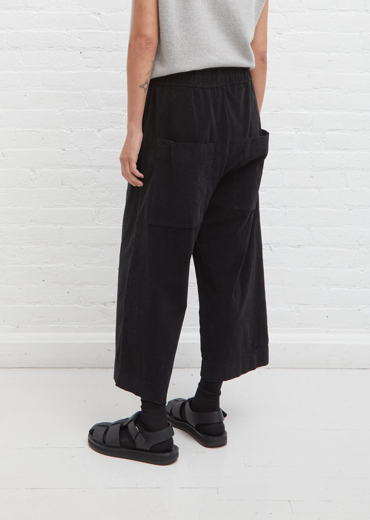Velvet Wide & Short Trouser — Black
