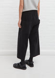 Velvet Wide & Short Trouser — Black