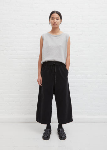 Velvet Wide & Short Trouser — Black