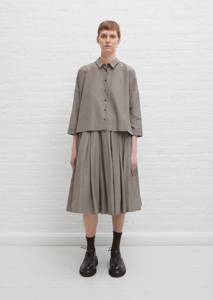Brigette Silk Cotton Poplin Shirt — Smoke Taupe