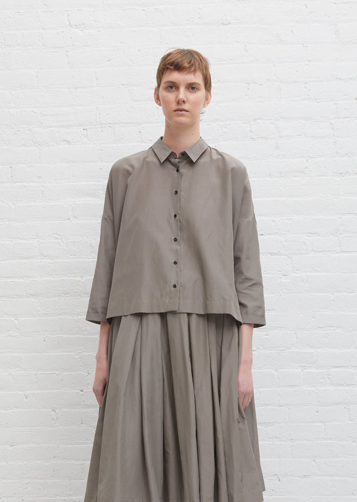 Brigette Silk Cotton Poplin Shirt — Smoke Taupe