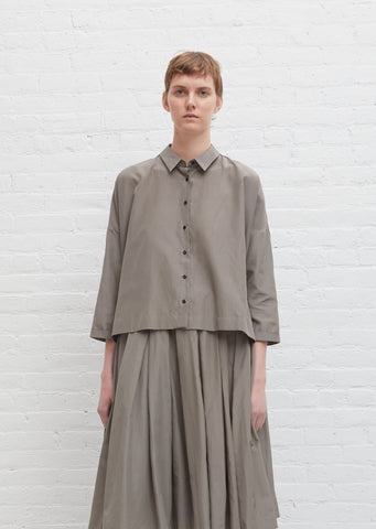 Brigette Silk Cotton Poplin Shirt — Smoke Taupe