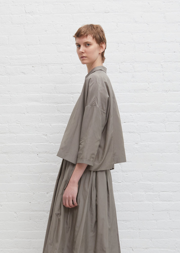 Brigette Silk Cotton Poplin Shirt — Smoke Taupe