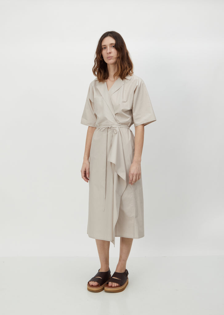 Dina Cotton Poplin Wrap Dress — Desert