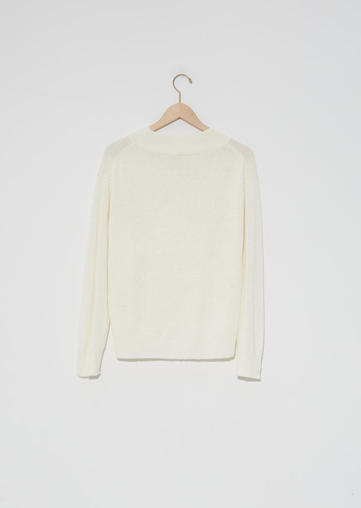 Linen-Wool Deep Trim Sweater