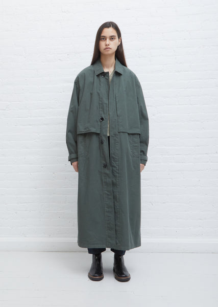 Storm Flap Coat — Deep Forest Green