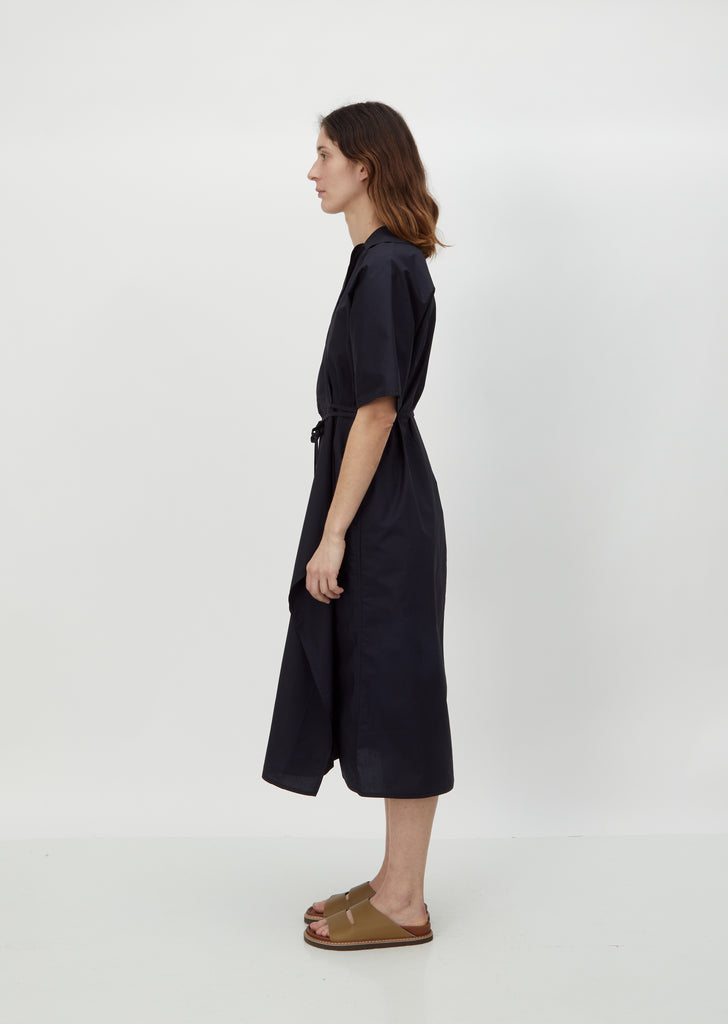 Dina Cotton Poplin Wrap Dress — Black