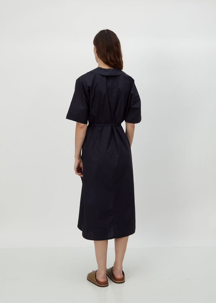 Dina Cotton Poplin Wrap Dress — Black
