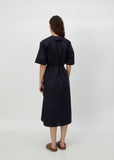 Dina Cotton Poplin Wrap Dress — Black