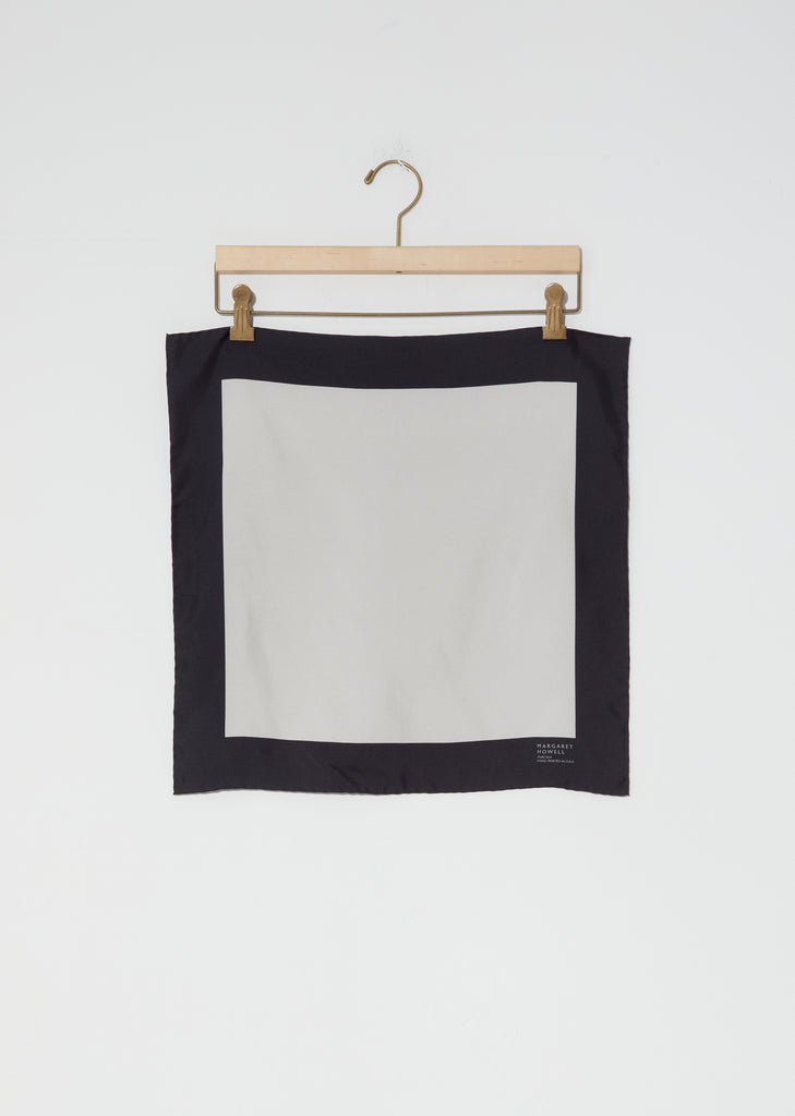 Silk Twill Block Print Scarf — Cloud / Black