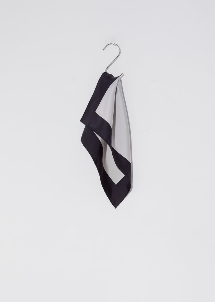 Silk Twill Block Print Scarf — Cloud / Black