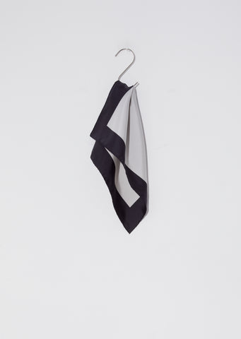 Silk Twill Block Print Scarf — Cloud / Black