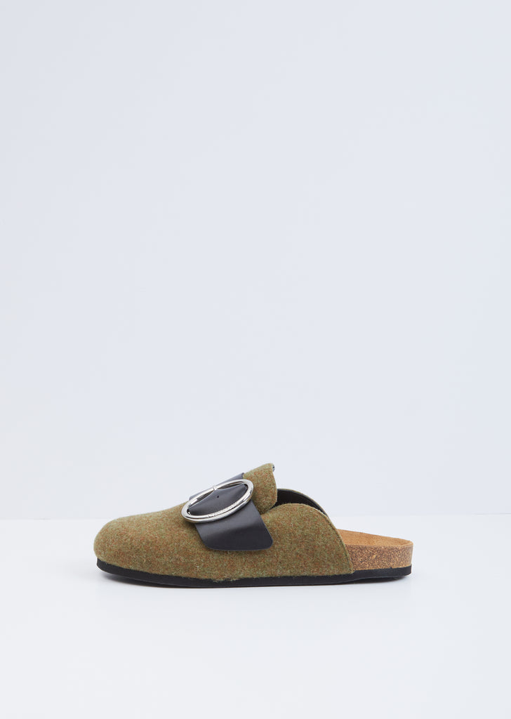 Felt Buckle Loafer — Olive / Black