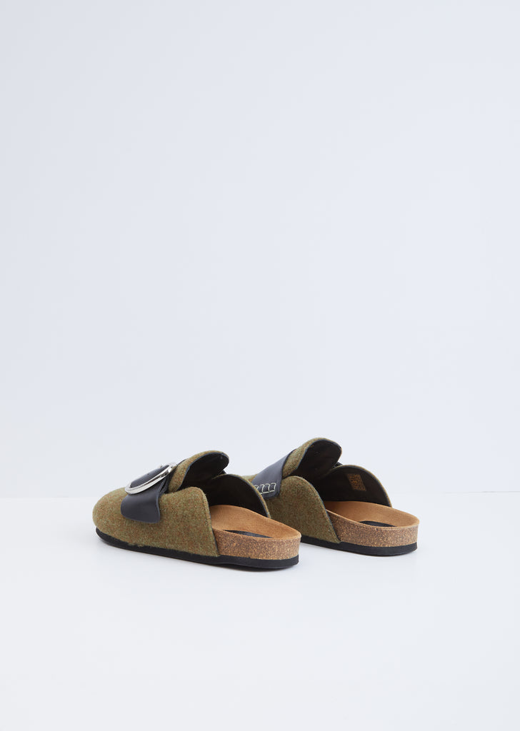 Felt Buckle Loafer — Olive / Black