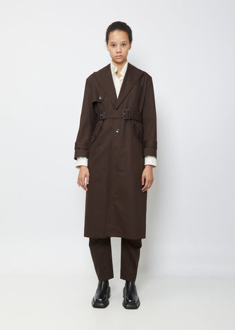 Peak Lapel Long Trench Coat