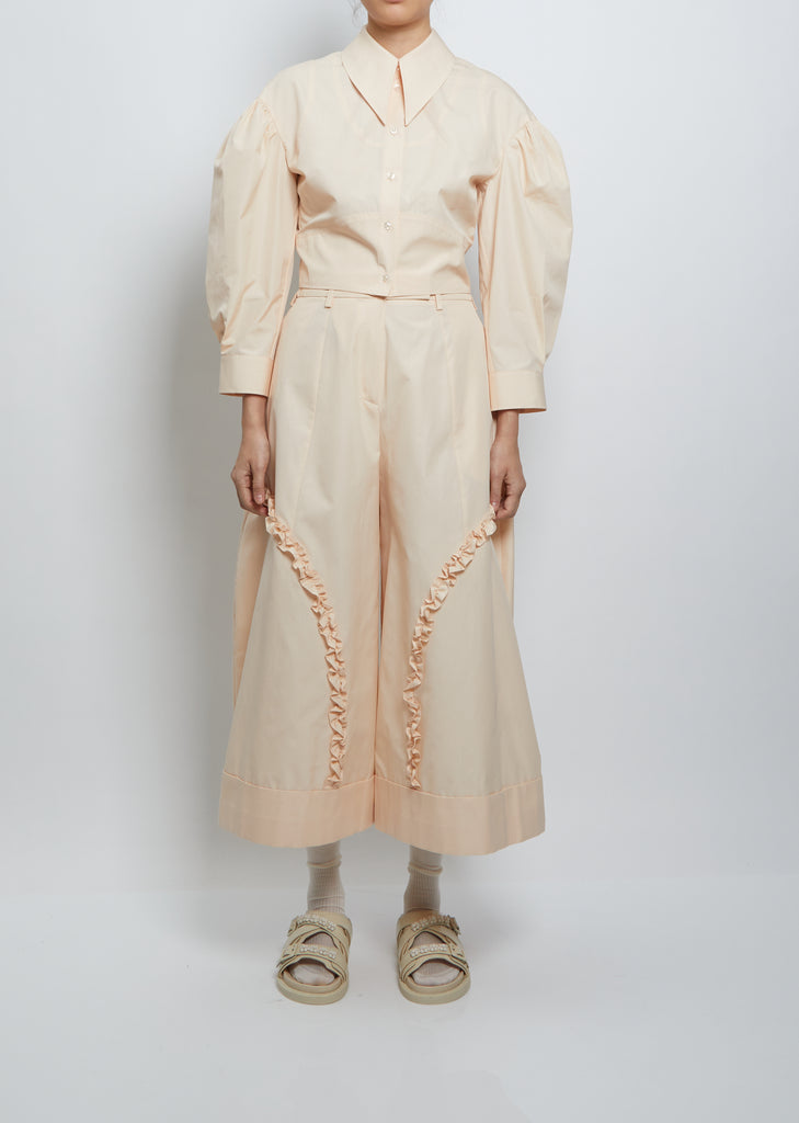 Sculpted Wide Leg Trousers — Nude