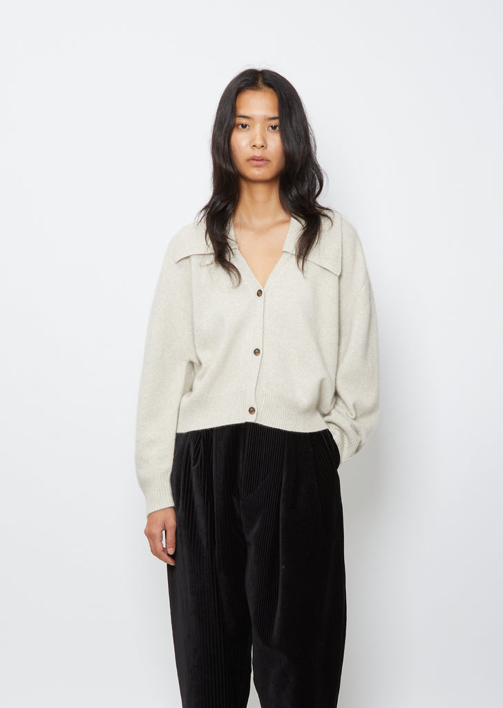 V Neck Cardigan — Stone