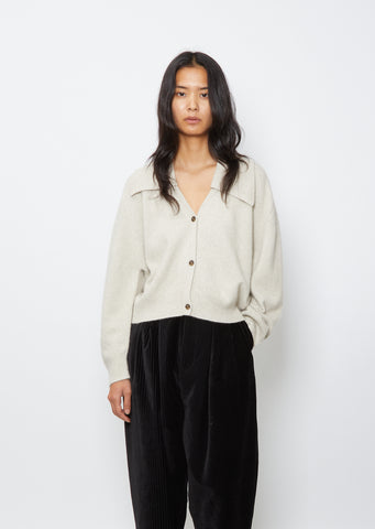 V Neck Cardigan — Stone