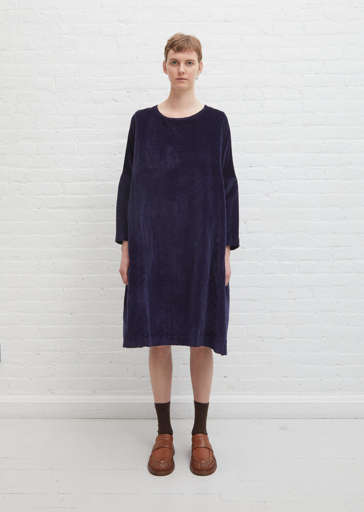 Cotton & Linen Velvet Rouch Dress
