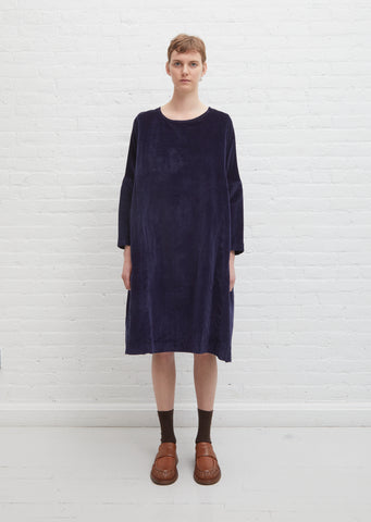 Cotton & Linen Velvet Rouch Dress