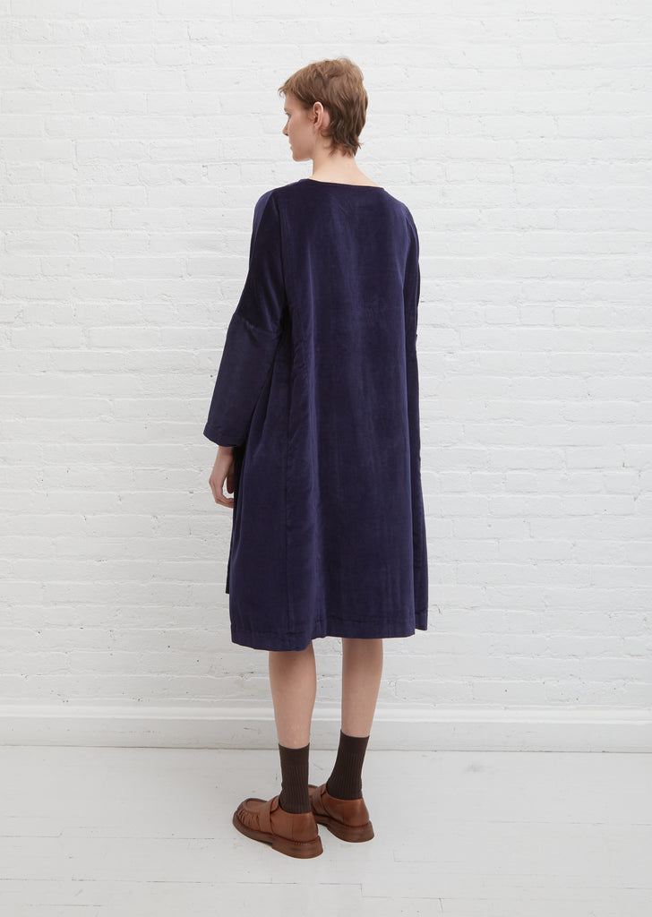 Cotton & Linen Velvet Rouch Dress