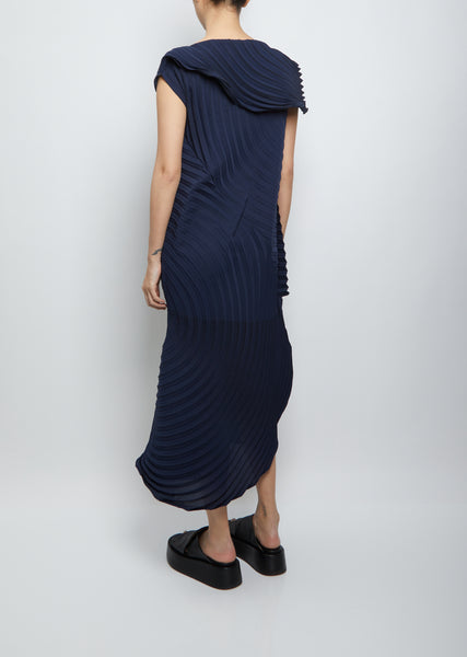 Silence Pleats Dress — Navy