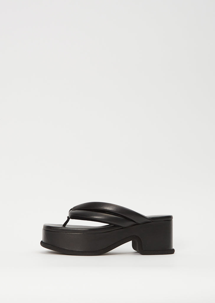 Platform Leather Flip Flop — Black