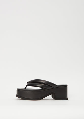 Platform Leather Flip Flop — Black