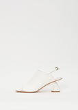 Sling Back Leather Heeled Mule — White