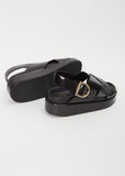 Platform Leather Sandal — Black