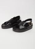 Platform Leather Sandal — Black