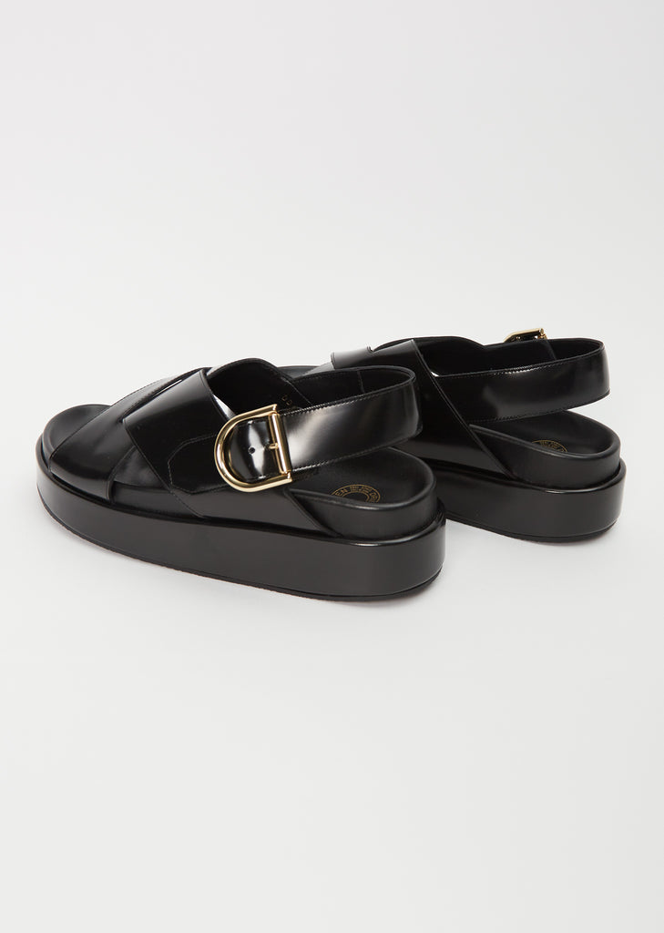Platform Leather Sandal — Black