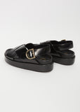 Platform Leather Sandal — Black