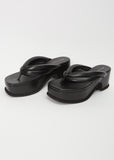 Platform Leather Flip Flop — Black