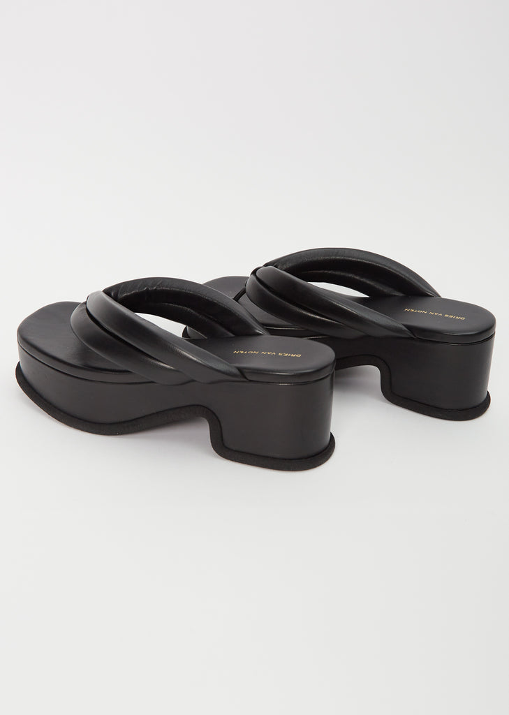 Platform Leather Flip Flop — Black