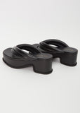 Platform Leather Flip Flop — Black