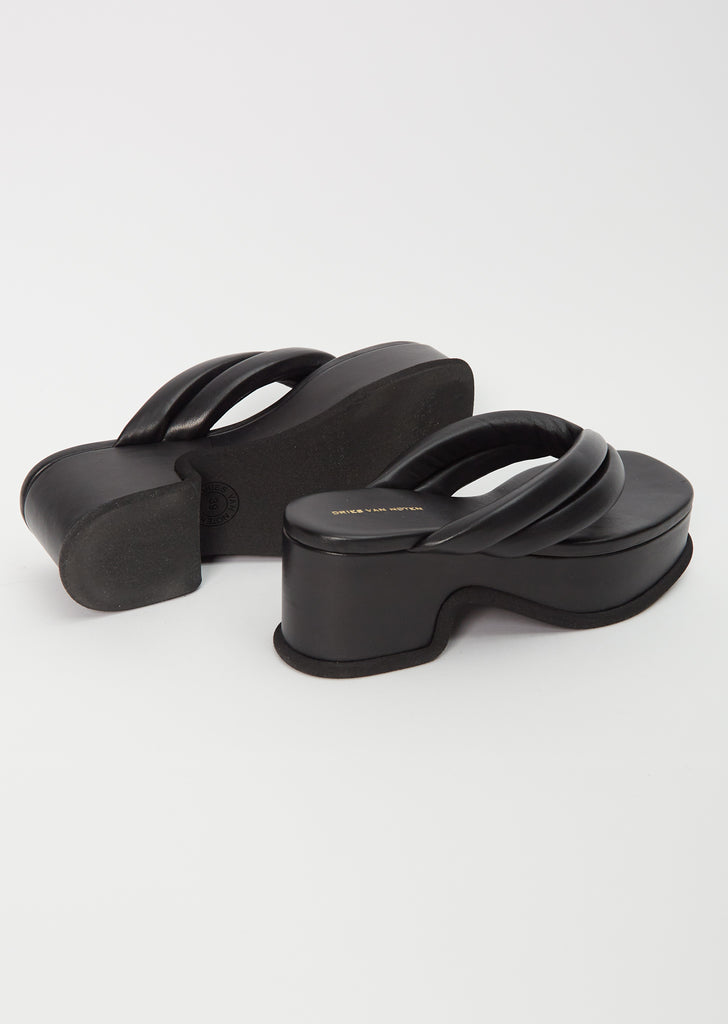 Platform Leather Flip Flop — Black